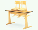 Nr. 1194: Undervisningsmbler/Skolembler. Vores skoletrstole serie 7000 kan hnges direkte op p bordpladen som beskyttes af stolens indbygge kunststofbeslag under sdet og p det lodrette ben. 