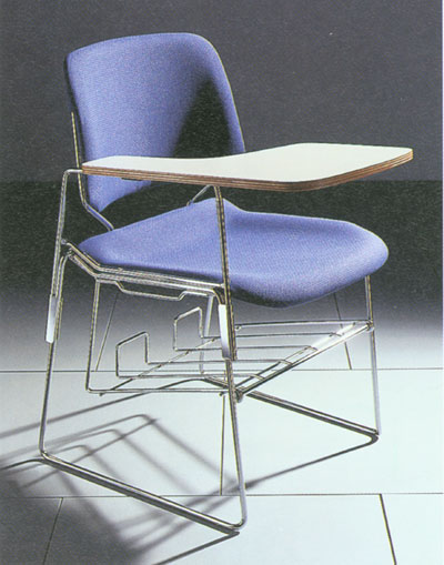 Nr. 762: MATRIX system stablestol er en elegant designet multifunktionel stol, som med sit specielle ergonomiske sde og rygudformning byder p optimal siddekomfort og en helt enestende stabletthed. Den lette, elegante stol har en stelstyrke (10 rs garanti), der gr den lige velegnet til brug i konferencelokaler, multisale, kantiner m.v. hvor inventaret tit er udsat for hrdhndet behandling. Fs i pp kunststof i 18 farver samt i helpolstret version ogs bagside ryg og med  pp ryg samt polstret sde. Stel i 11 mm forkromet massivstl eller i epoxy farver. Tilbehr som kobling, skriveplade h & v, trdkurv,nummerering, stablevogn for 45 stk pp stole/eller 20 med polstring. Ml stol: H: 82 cm., B: 49,5 ( 51,5 koblet), B: 65 (armstol), D: 52 cm.
Design: Thomas A Tolleson.